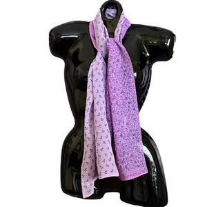 Marc Jacobs Reversible Lavender Pink Floral Delicate Silk Chiffon Long Scarf